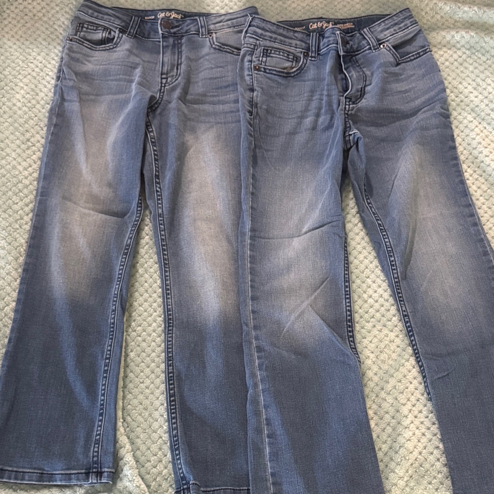 Cat & Jack Kids Blue Jeans size 10 girls bootcut mid rise bundle of 2